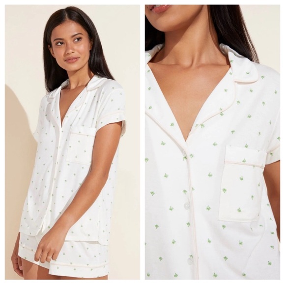 Eberjey Gisele Printed Tencel Modal Shortie Short Palm Bellini Pajamas PJ Set
